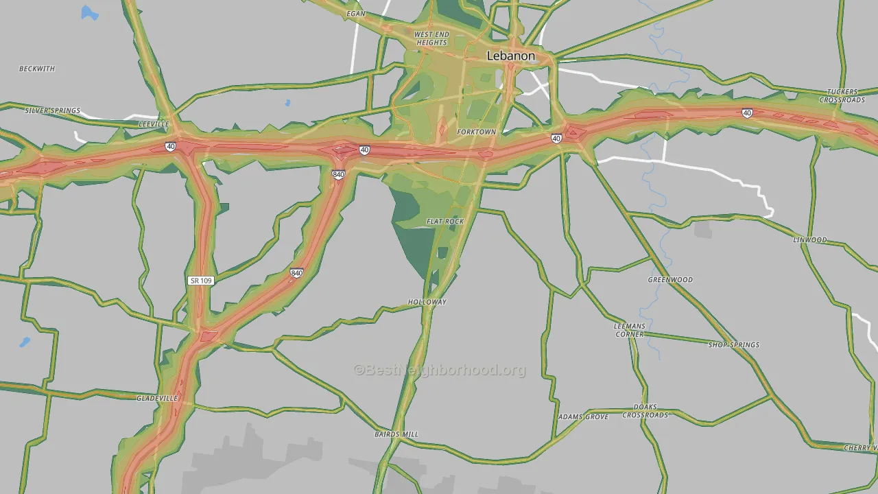 37090, TN Map of Noise Levels in 37090