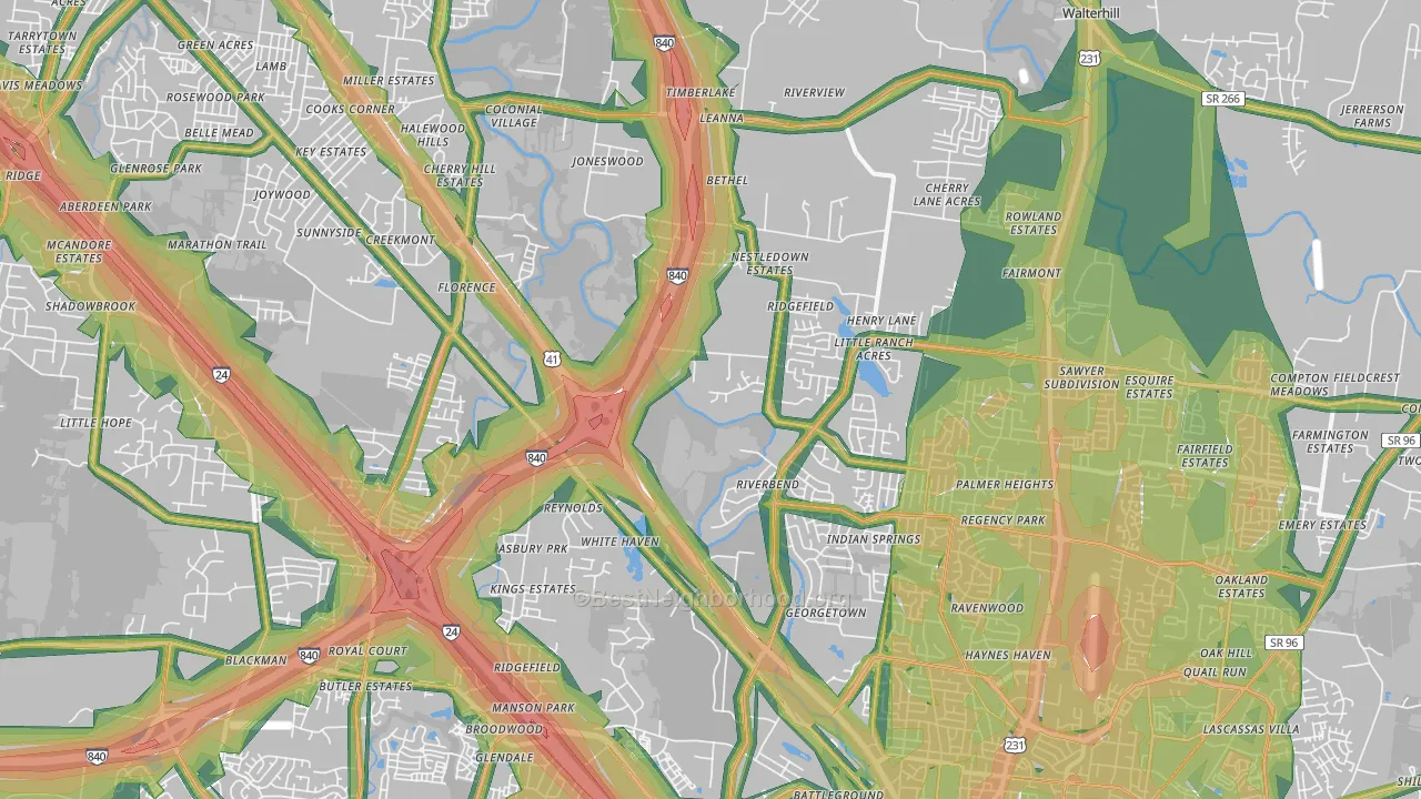 37129, TN Map of Noise Levels in 37129