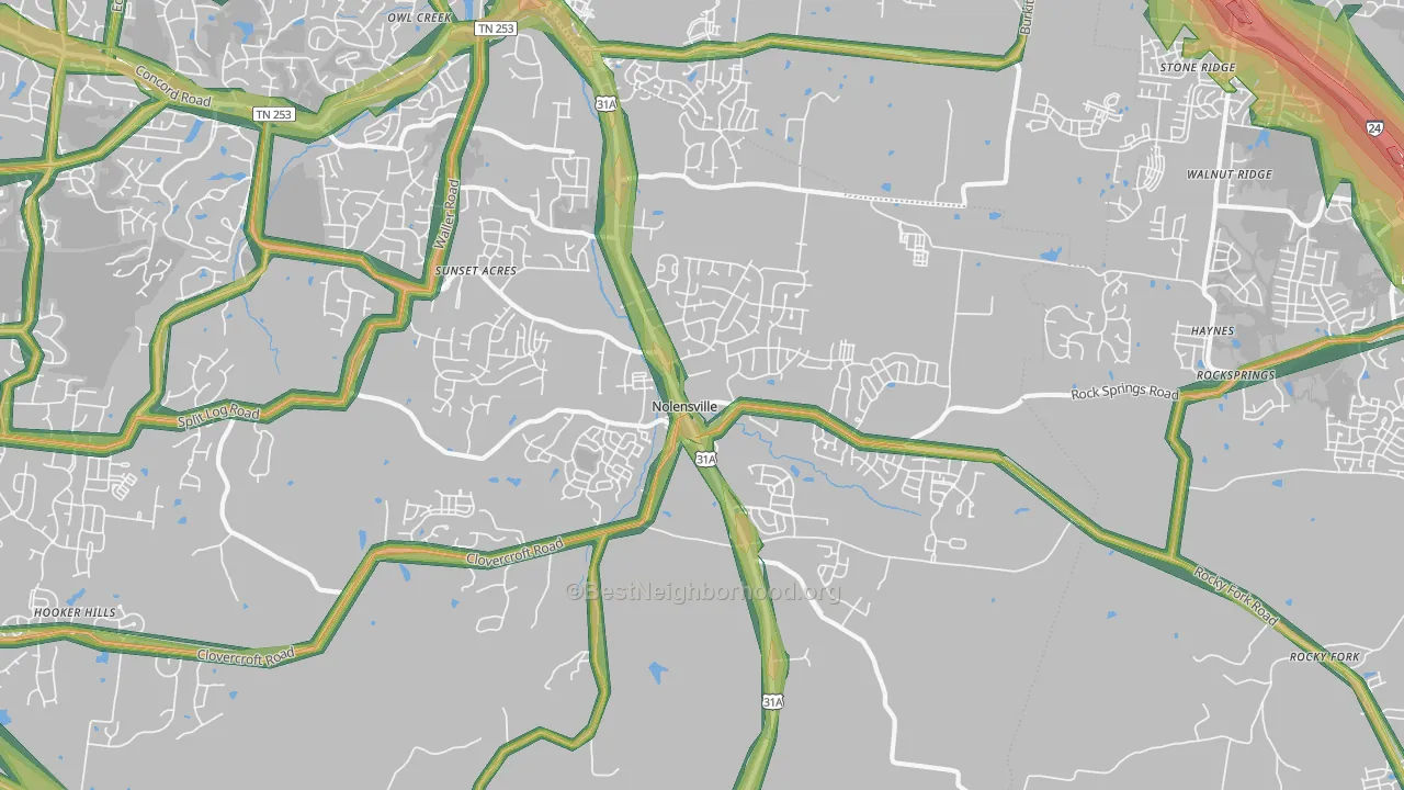 37135, TN Map of Noise Levels in 37135