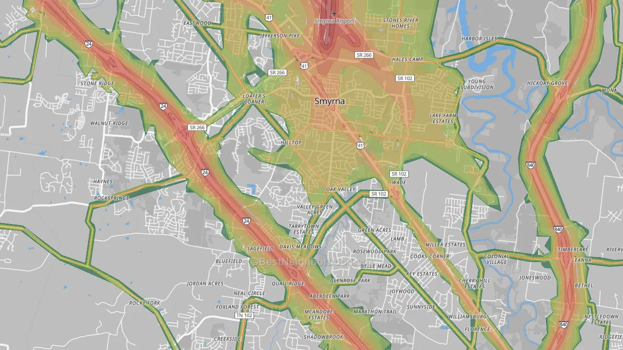 37167, TN Map of Noise Levels in 37167