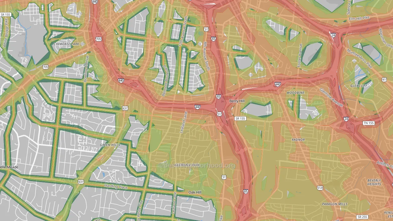 37204, TN Map of Noise Levels in 37204