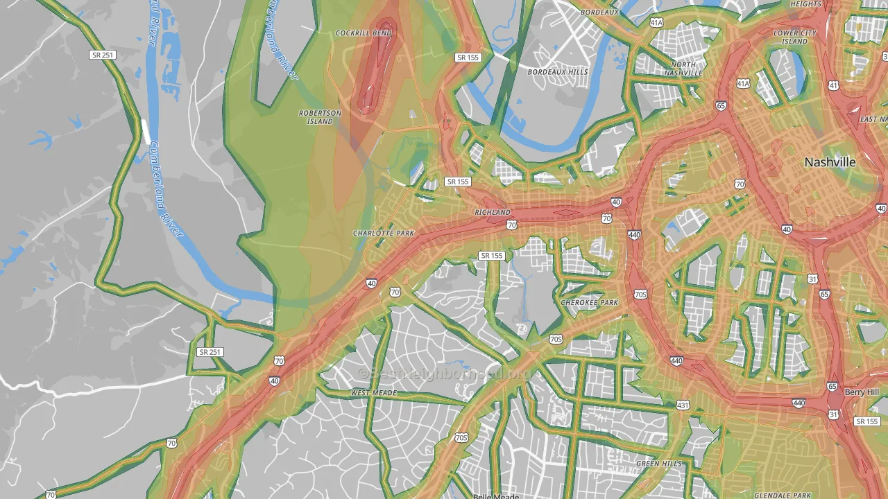 37209, TN Map of Noise Levels in 37209