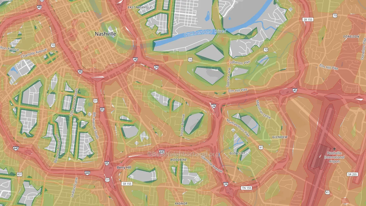 37210, TN Map of Noise Levels in 37210