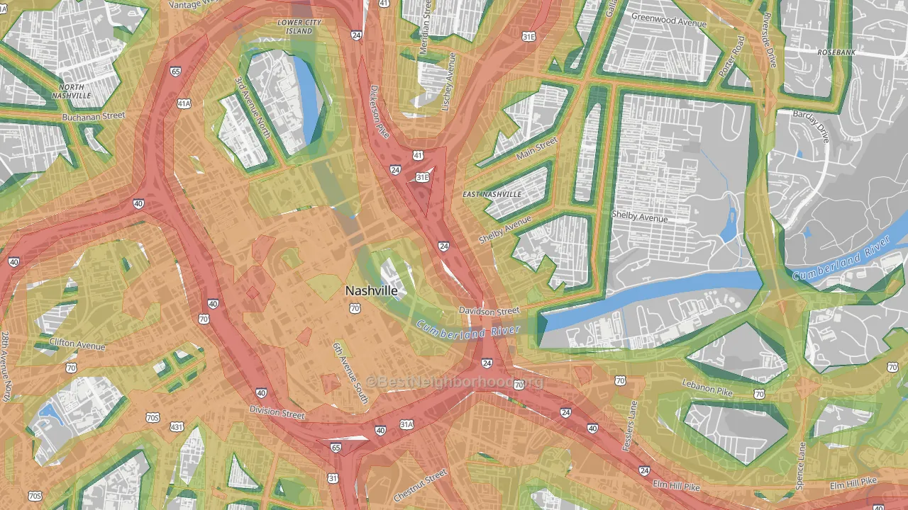 37213, TN Map of Noise Levels in 37213
