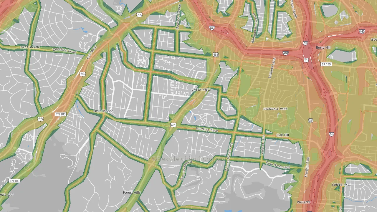 37215, TN Map of Noise Levels in 37215
