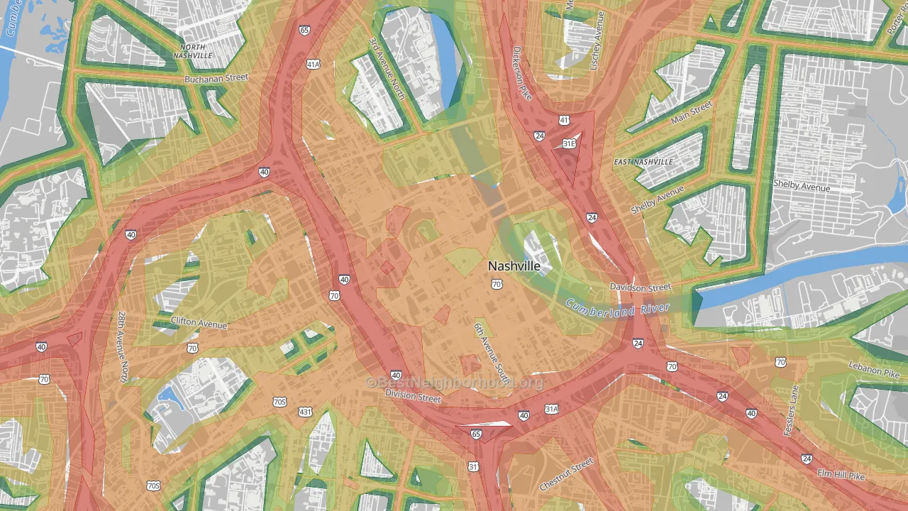 37219, TN Map of Noise Levels in 37219