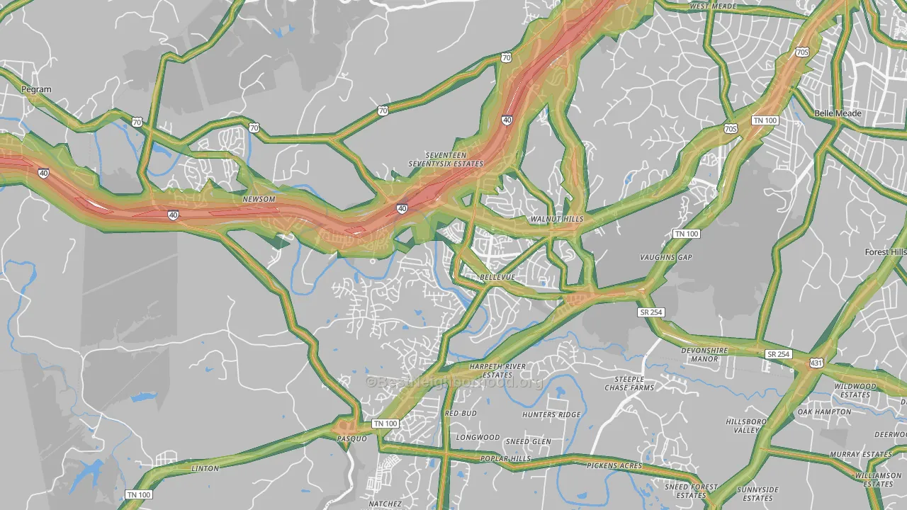 37221, TN Map of Noise Levels in 37221