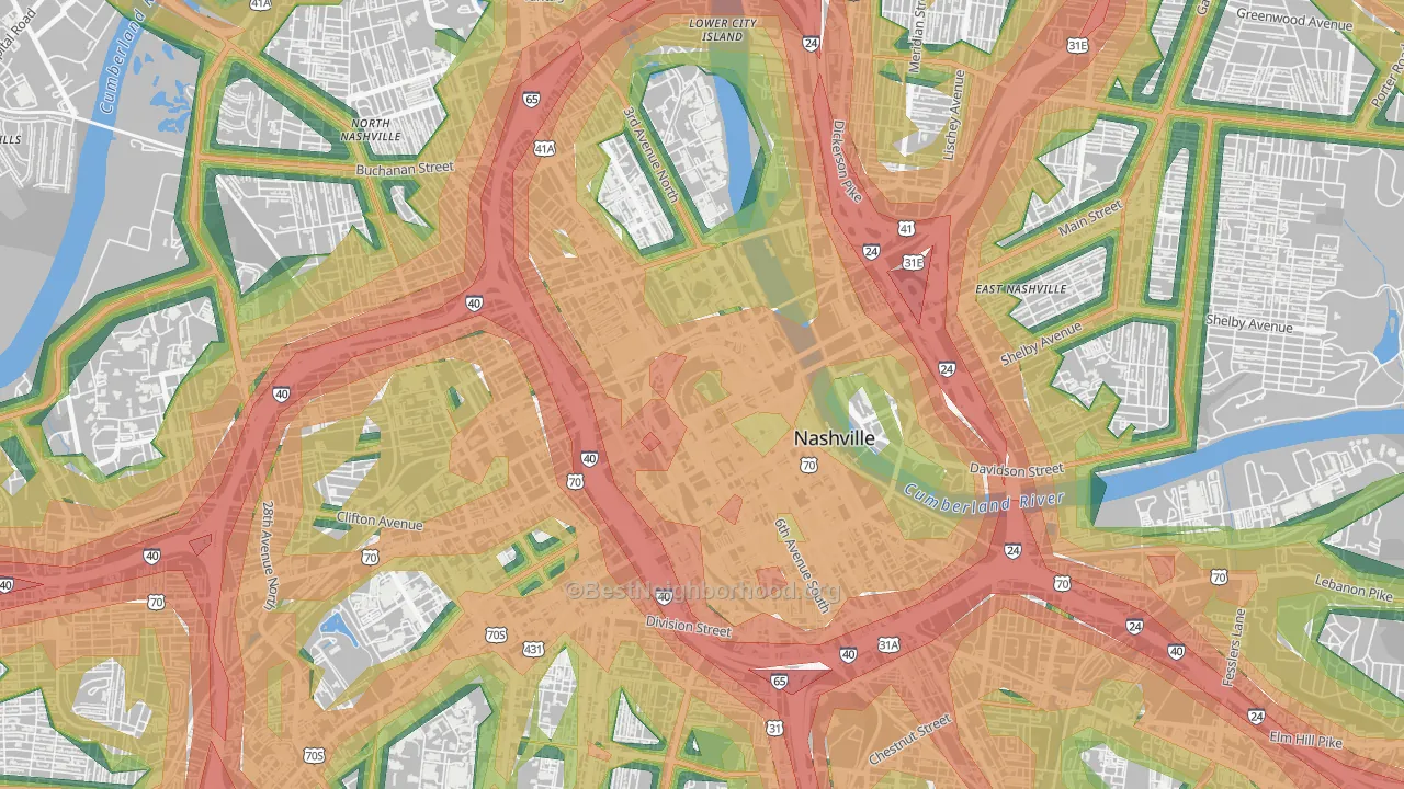 37243, TN Map of Noise Levels in 37243