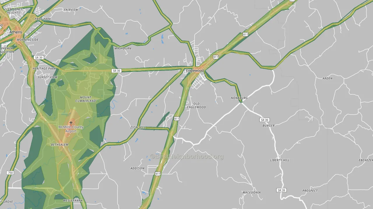 37329, TN Map of Noise Levels in 37329