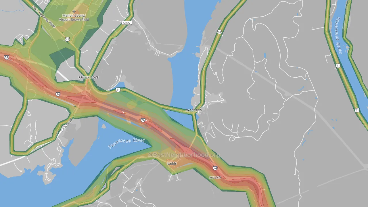 37340, TN Map of Noise Levels in 37340