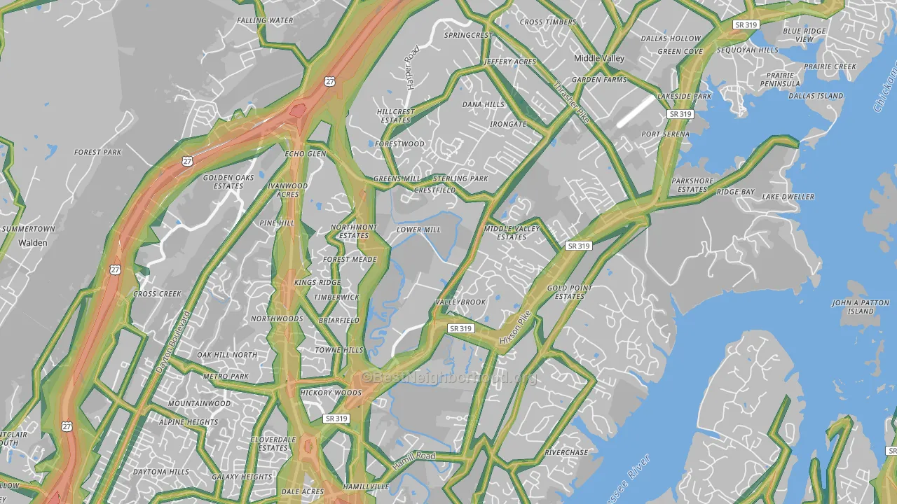 37343, TN Map of Noise Levels in 37343