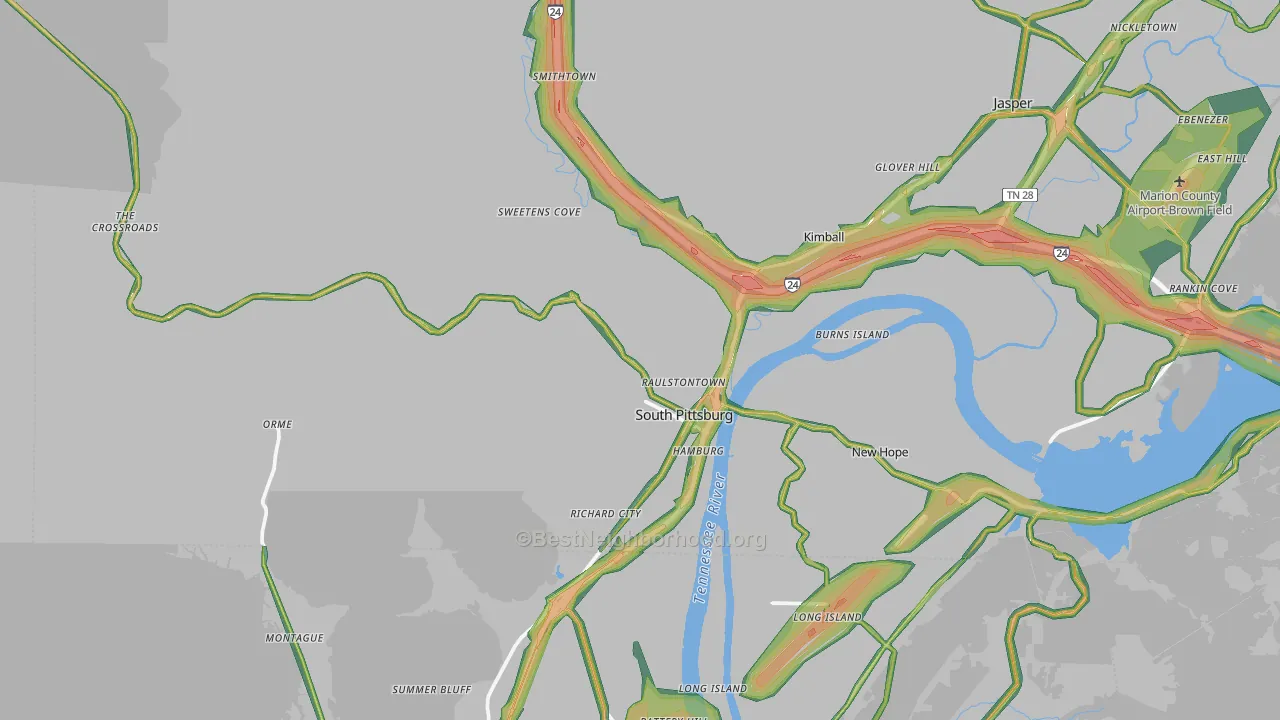37380, TN Map of Noise Levels in 37380
