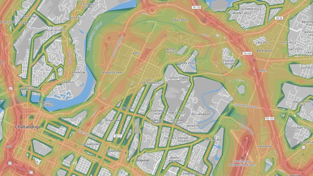 37406, TN Map of Noise Levels in 37406
