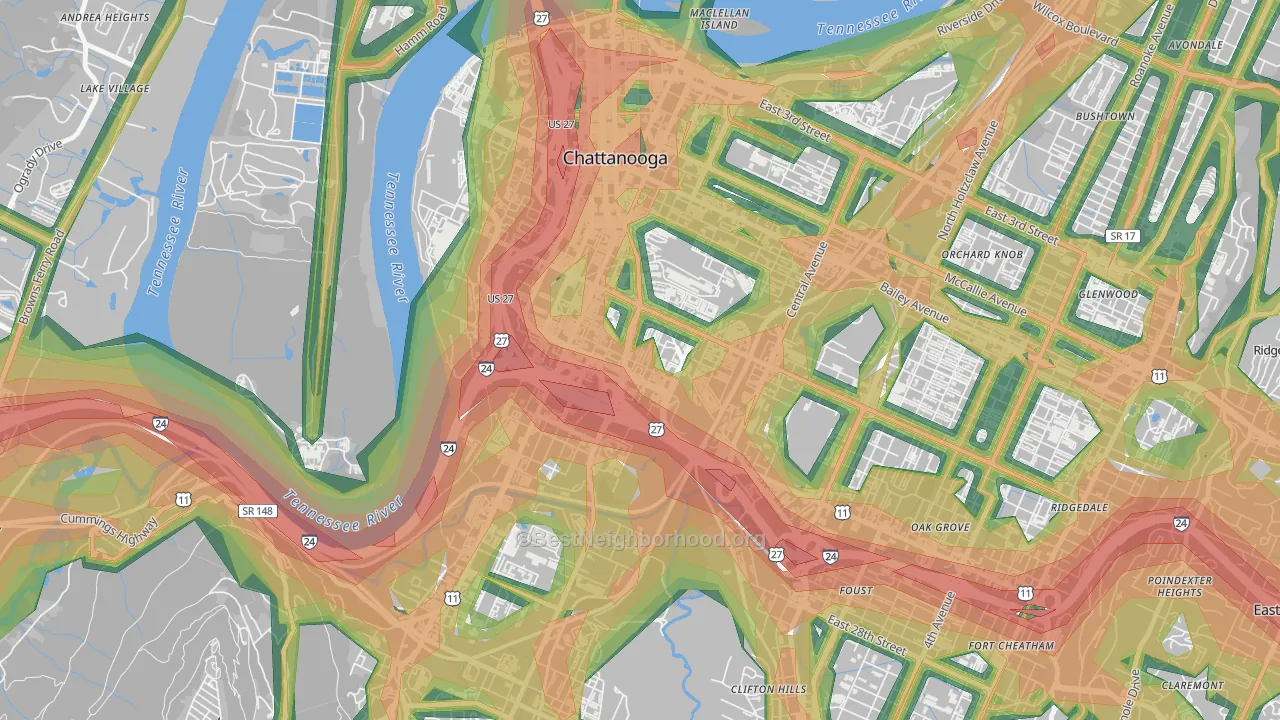 37408, TN Map of Noise Levels in 37408