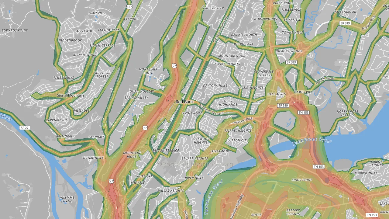 37415, TN Map of Noise Levels in 37415