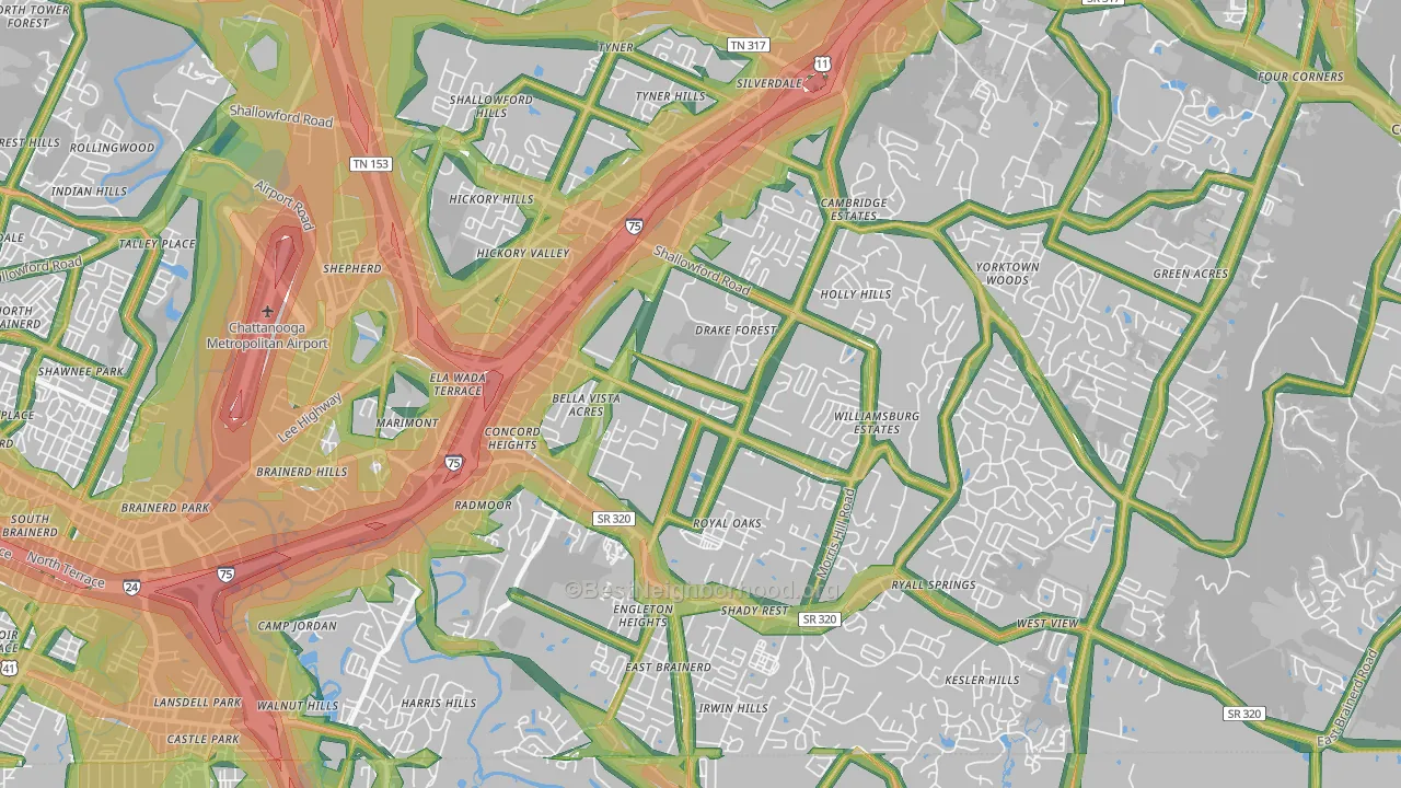 37421, TN Map of Noise Levels in 37421