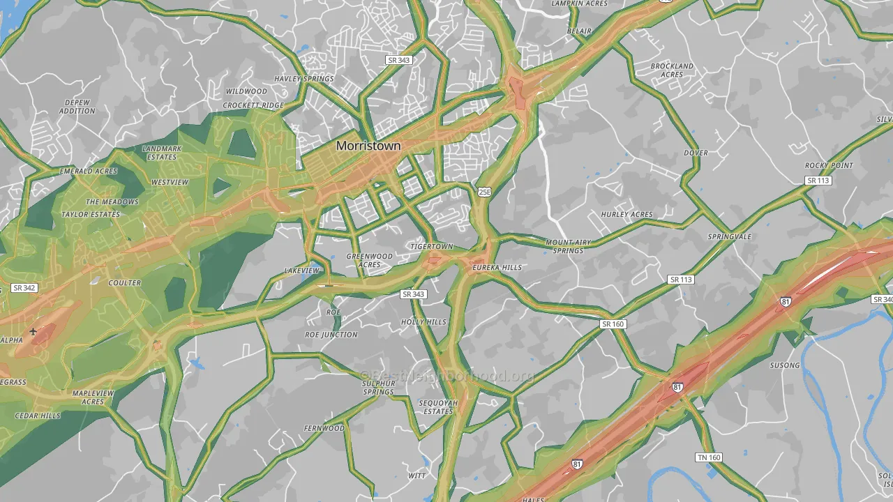 37813, TN Map of Noise Levels in 37813