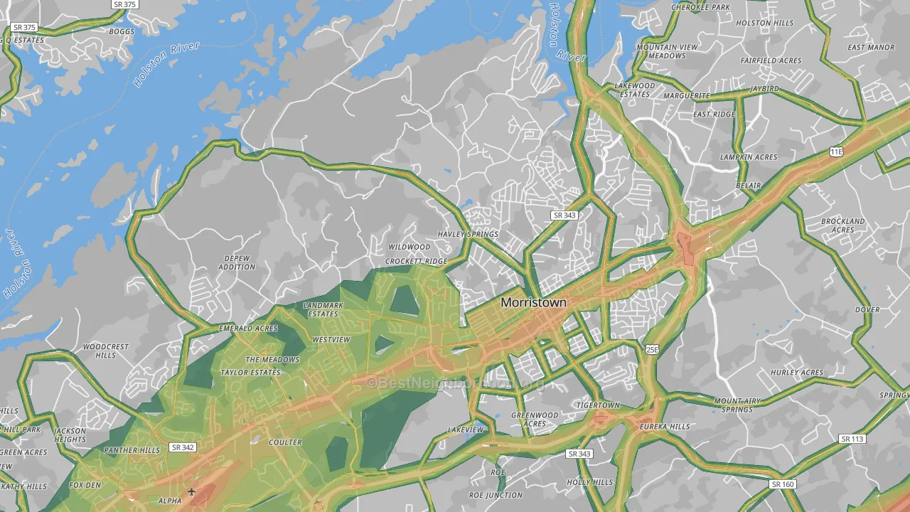 37814, TN Map of Noise Levels in 37814