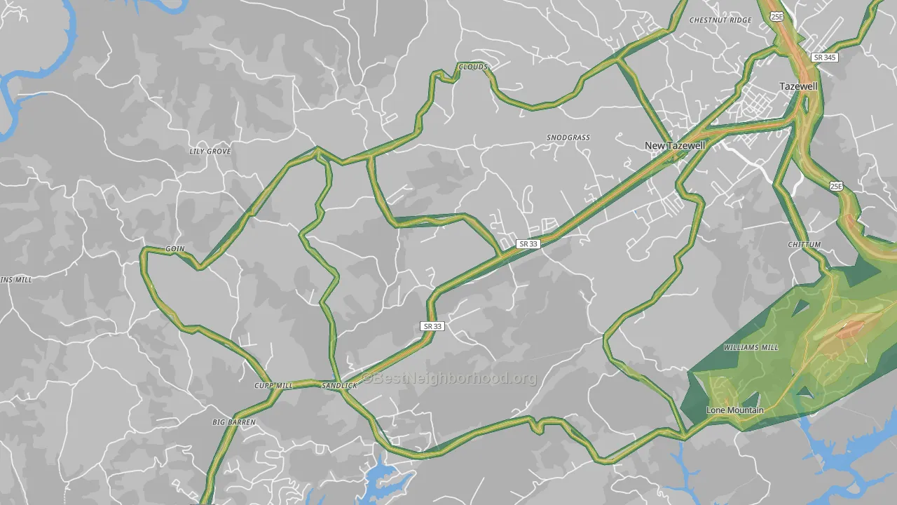 37825, TN Map of Noise Levels in 37825