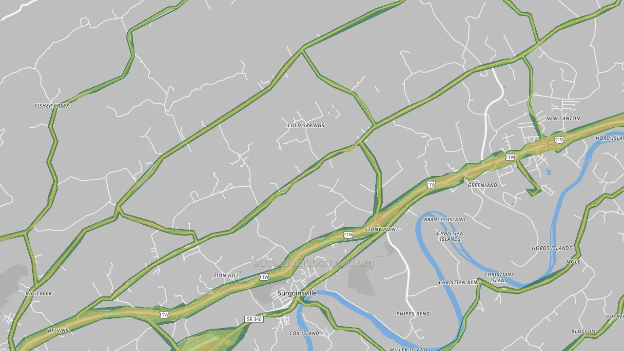 37873, TN Map of Noise Levels in 37873