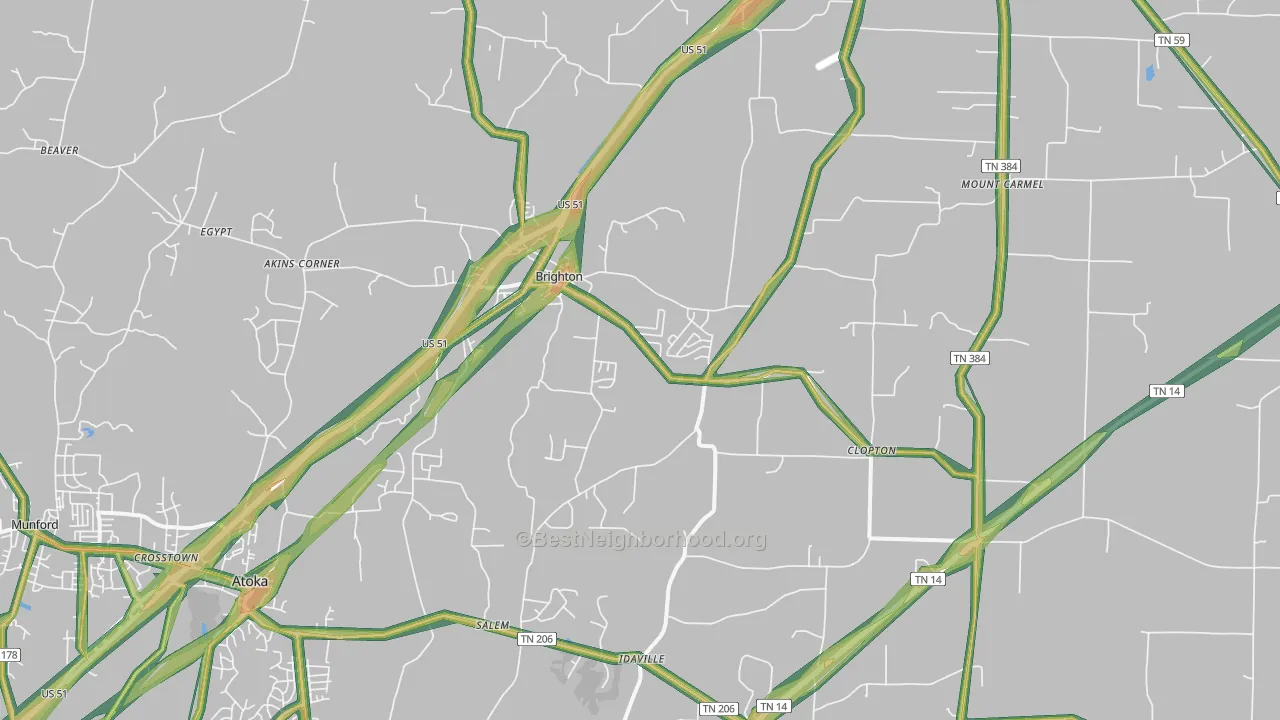 38011, TN Map of Noise Levels in 38011
