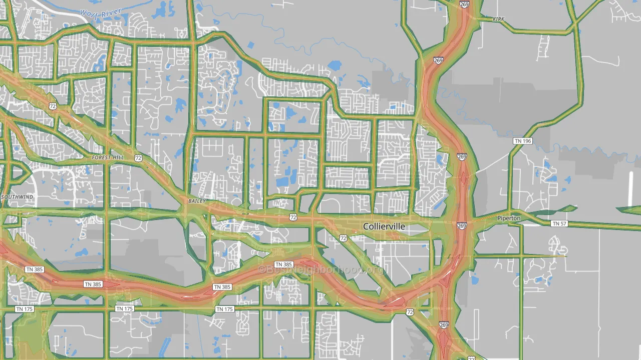 38017, TN Map of Noise Levels in 38017