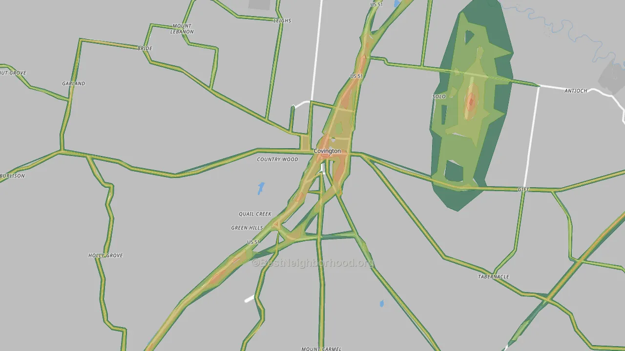 38019, TN Map of Noise Levels in 38019