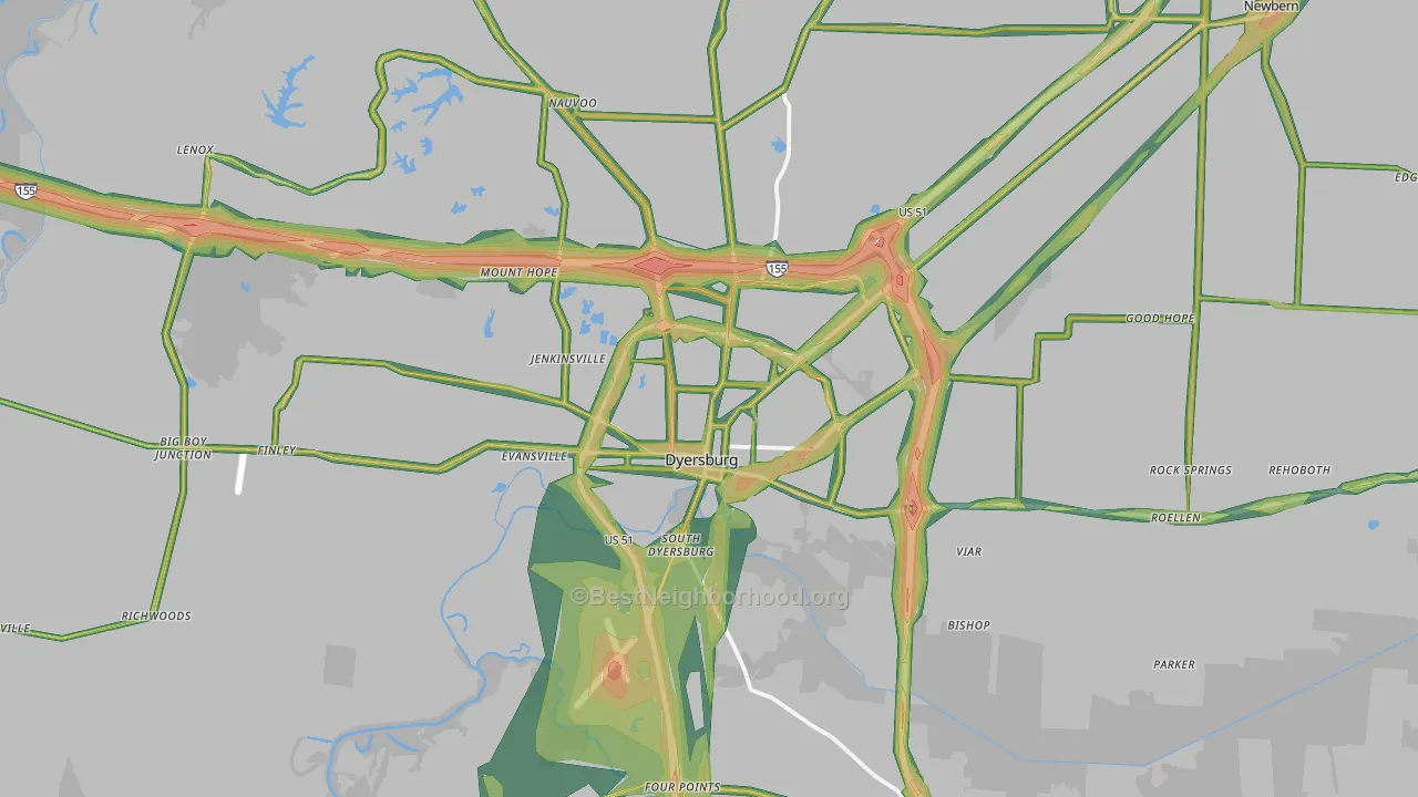 38024, TN Map of Noise Levels in 38024