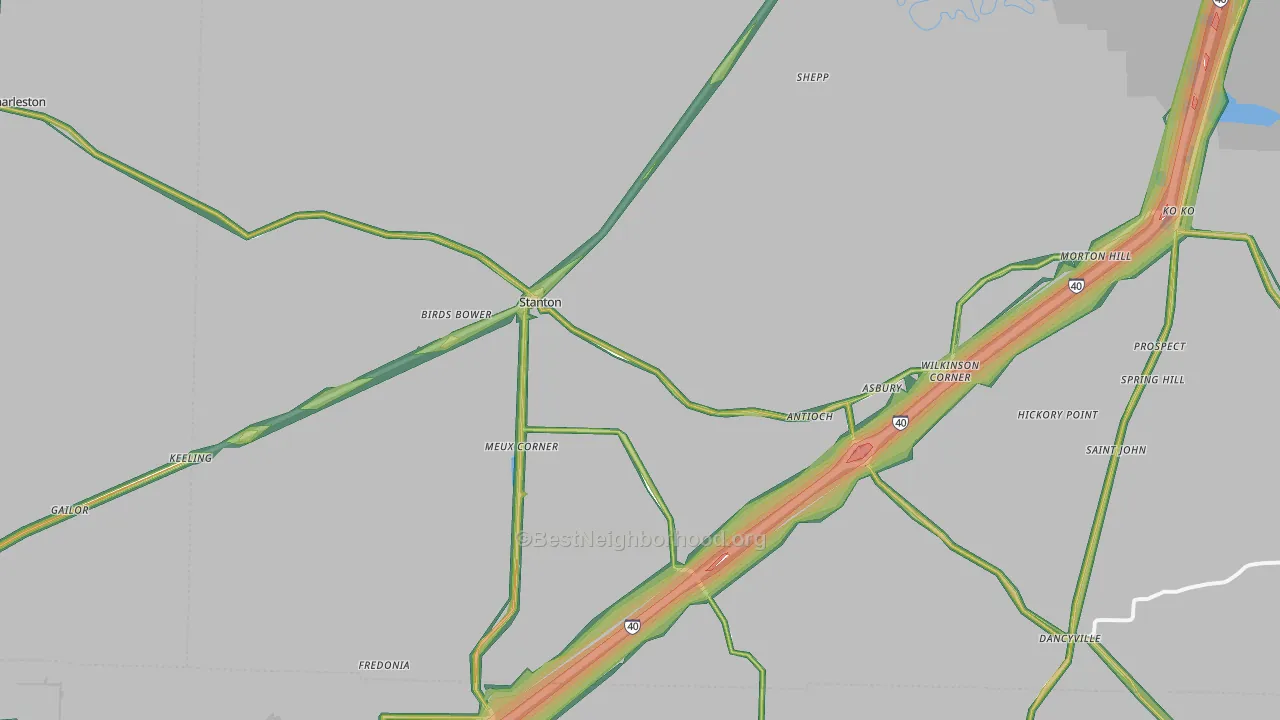 38069, TN Map of Noise Levels in 38069