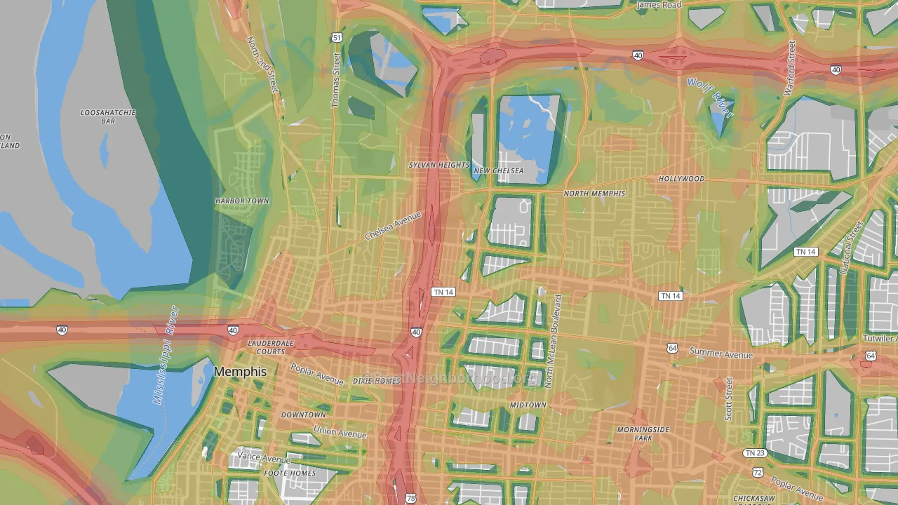 38107, TN Map of Noise Levels in 38107