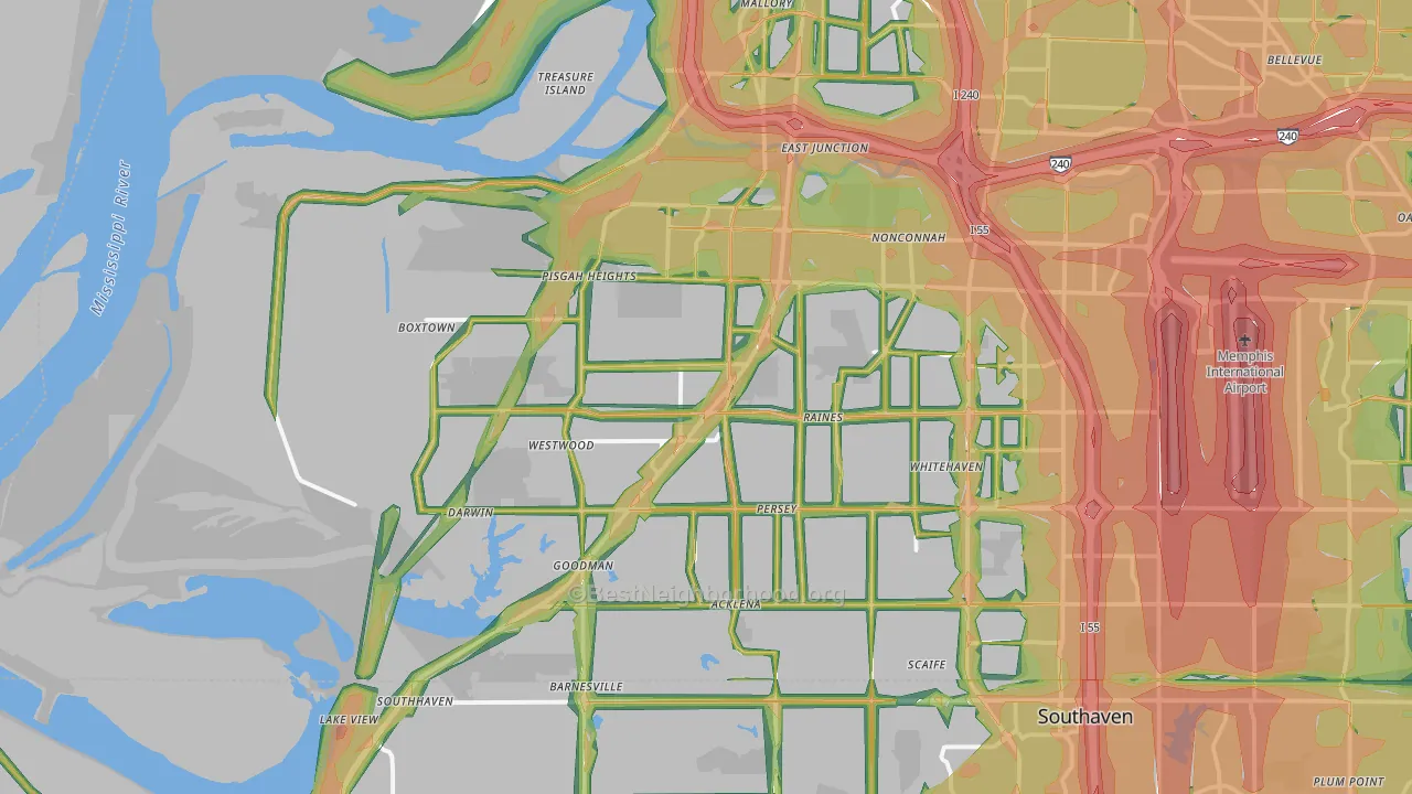 38109, TN Map of Noise Levels in 38109