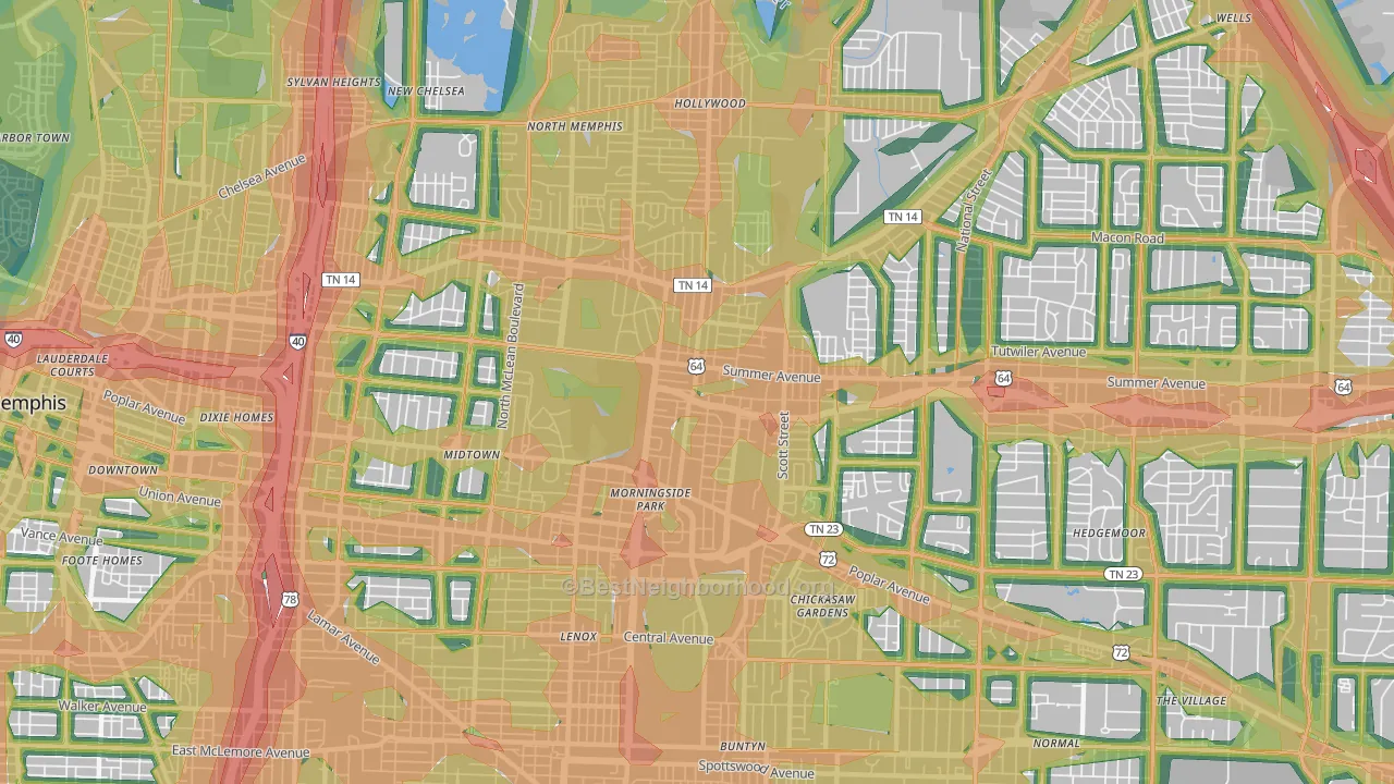 38112, TN Map of Noise Levels in 38112
