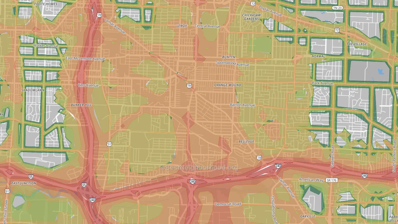 38114, TN Map of Noise Levels in 38114