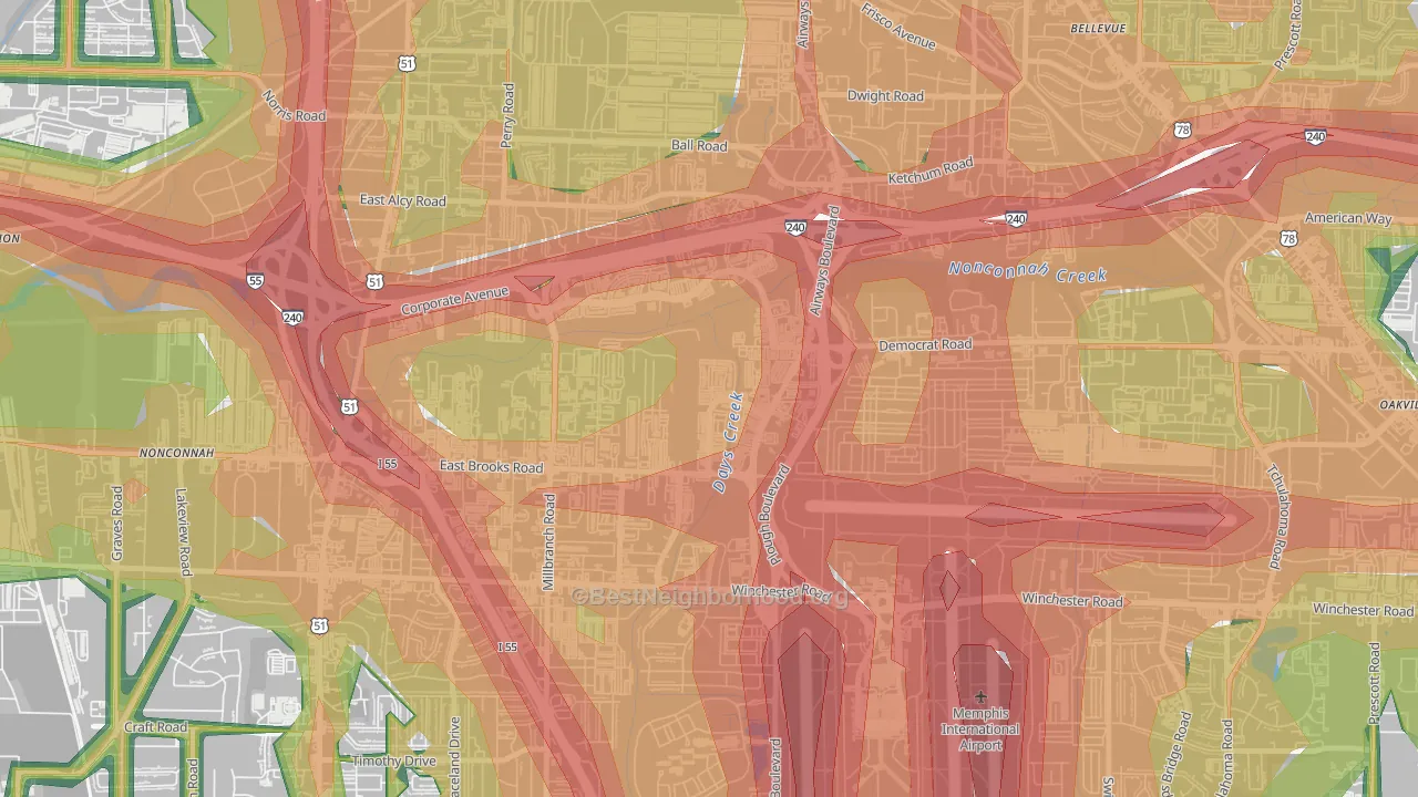 38131, TN Map of Noise Levels in 38131
