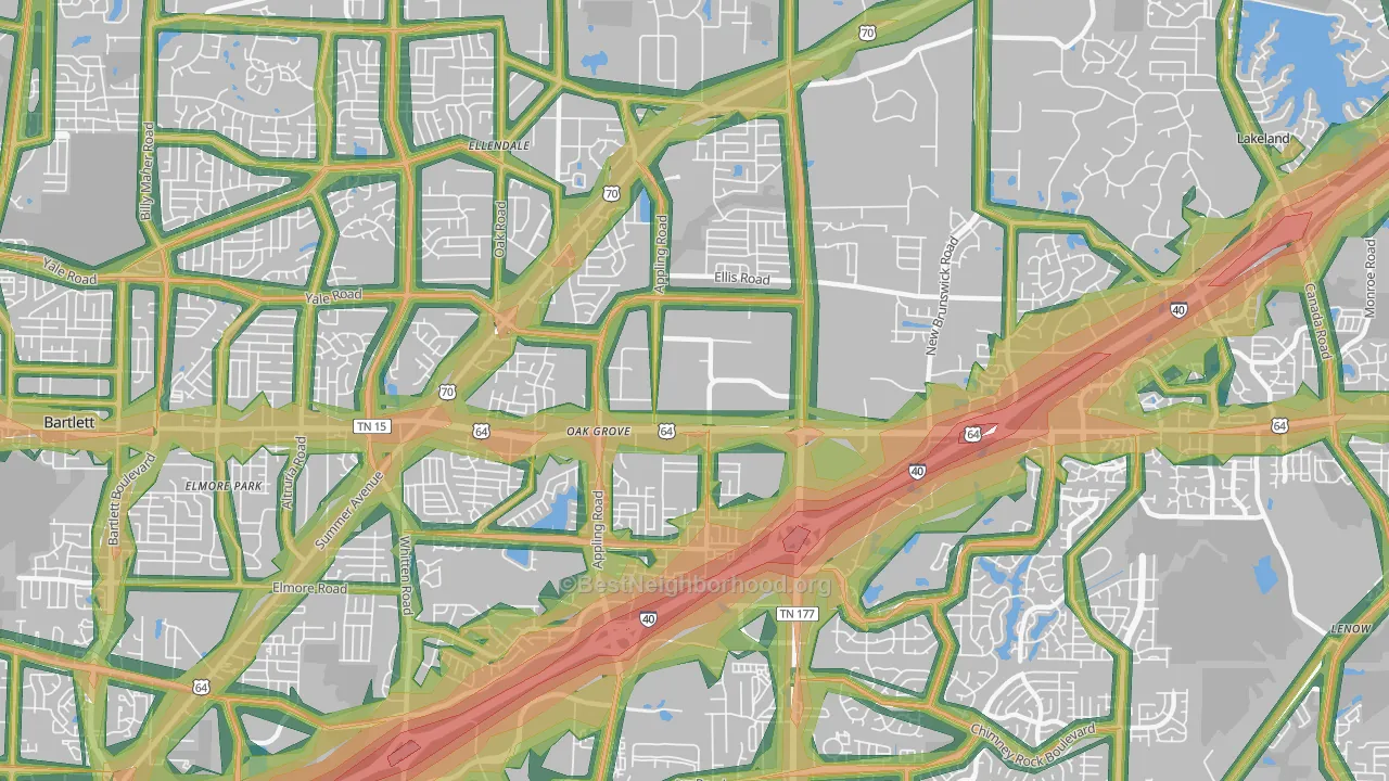 38133, TN Map of Noise Levels in 38133