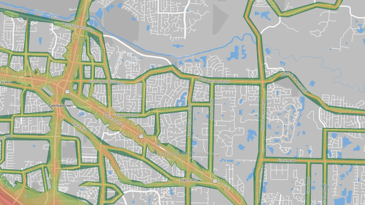 38139, TN Map of Noise Levels in 38139