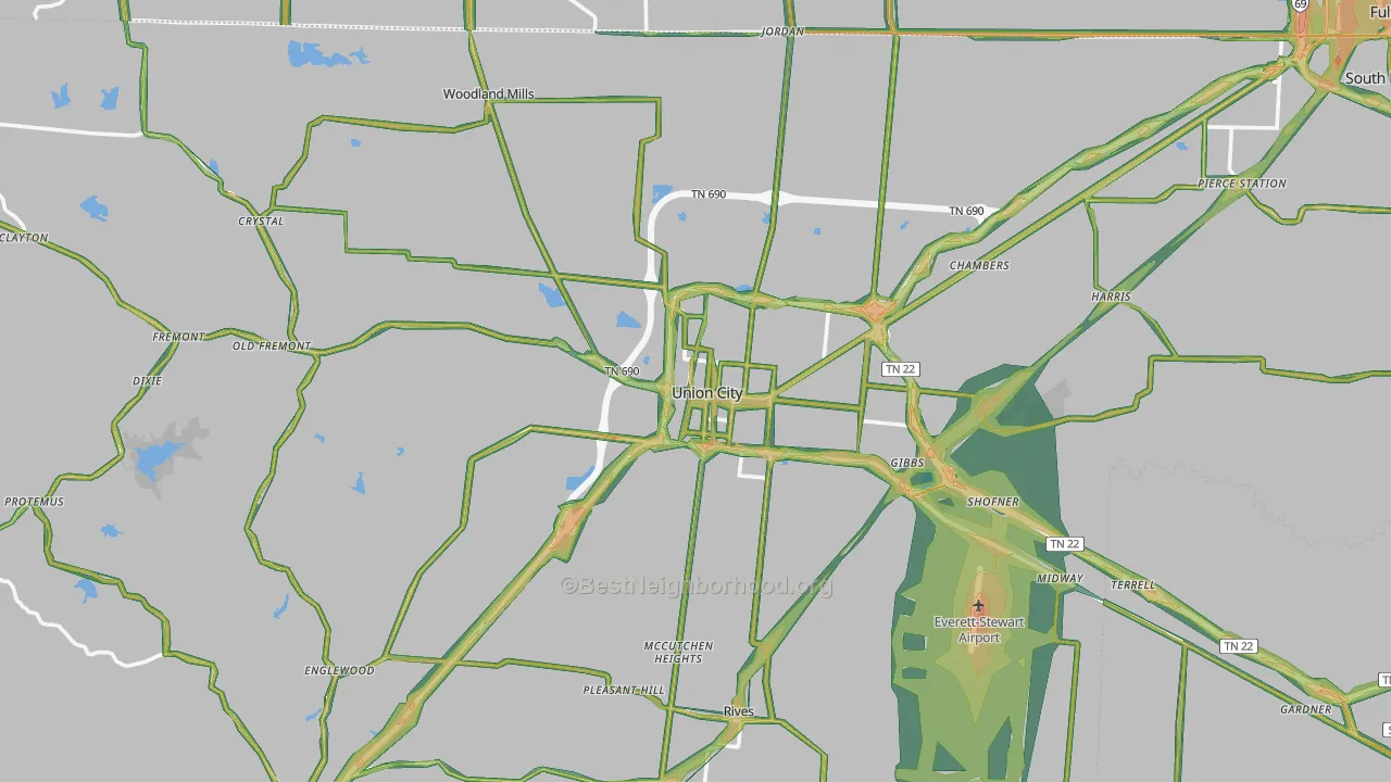38261, TN Map of Noise Levels in 38261