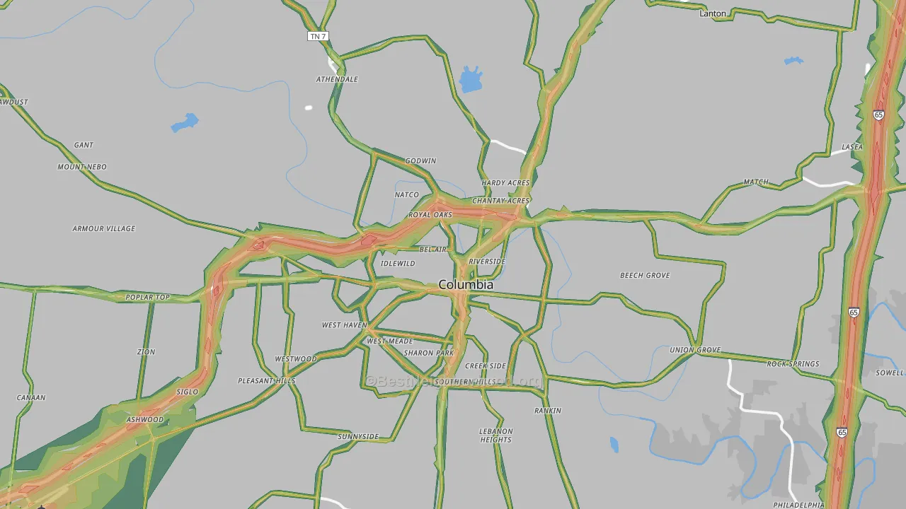 38401, TN Map of Noise Levels in 38401