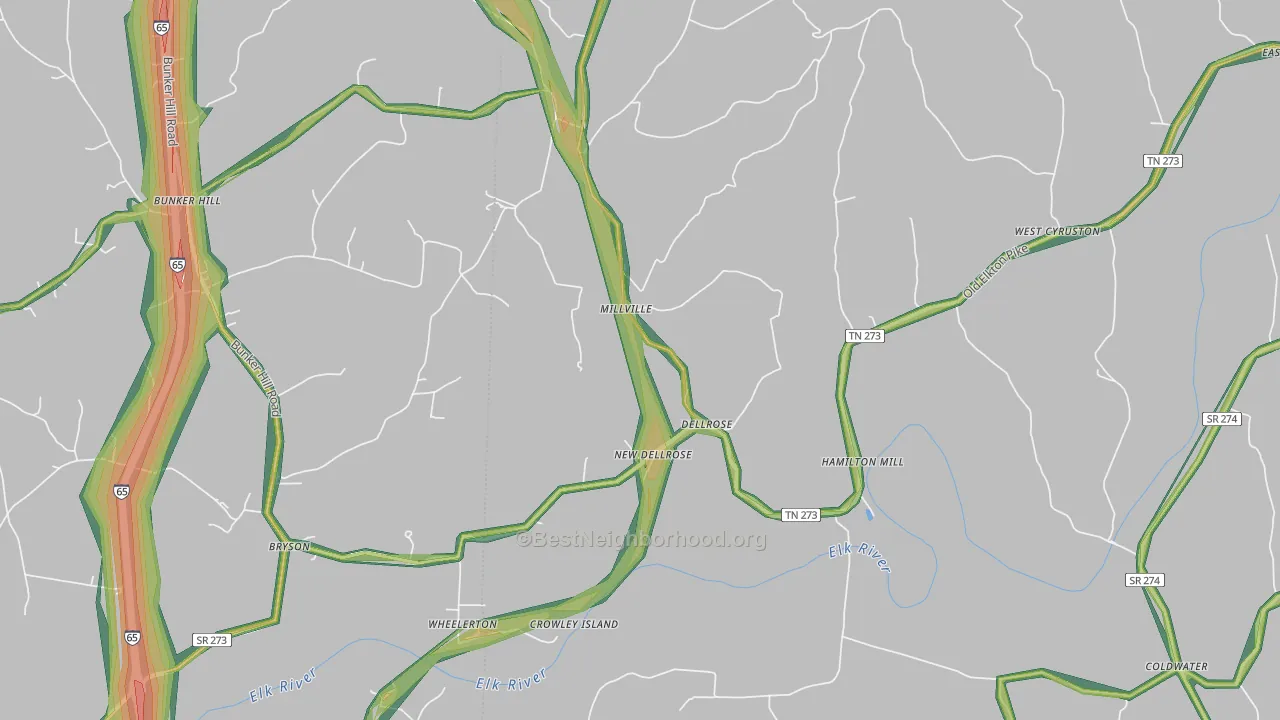 38453, TN Map of Noise Levels in 38453