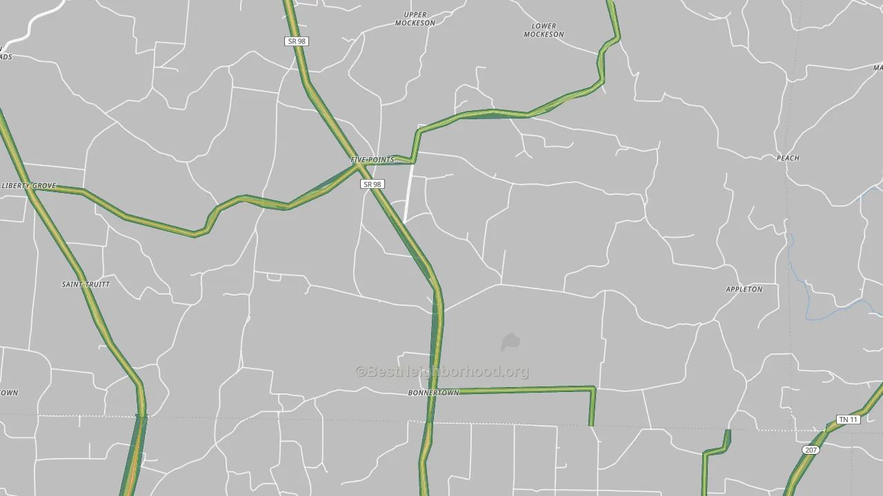38457, TN Map of Noise Levels in 38457