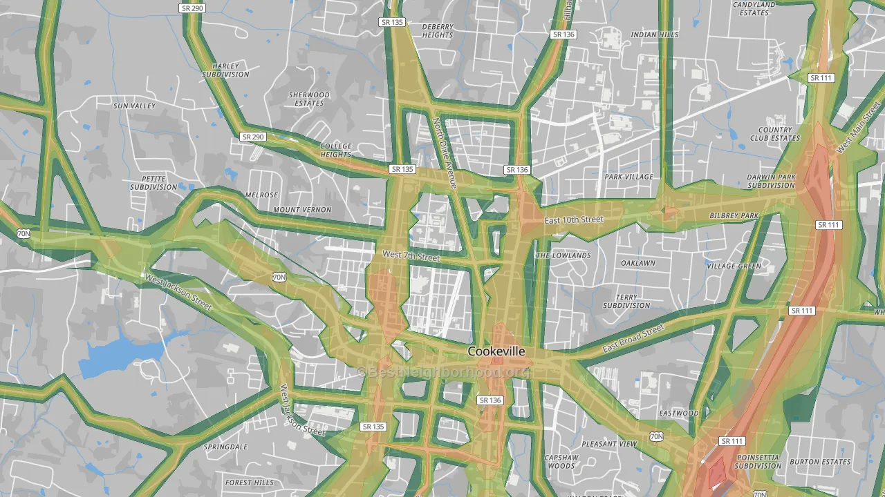 38505, TN Map of Noise Levels in 38505