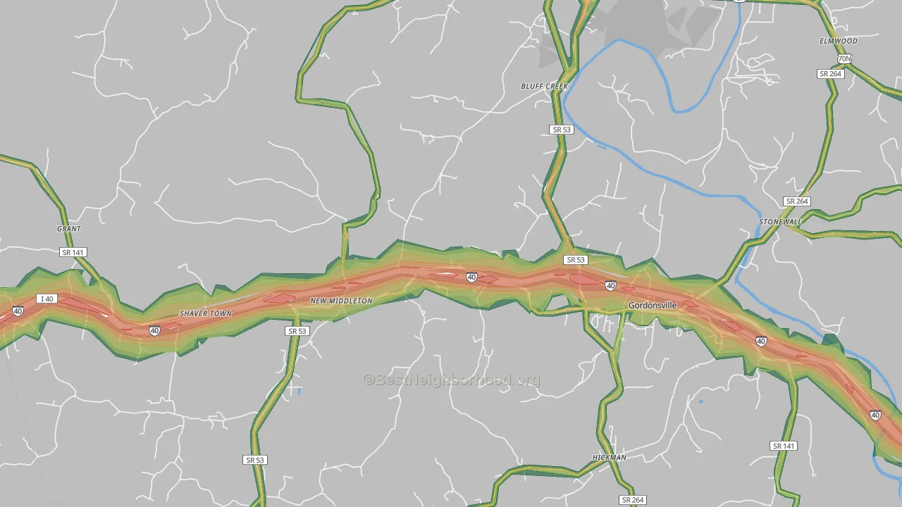 38563, TN Map of Noise Levels in 38563