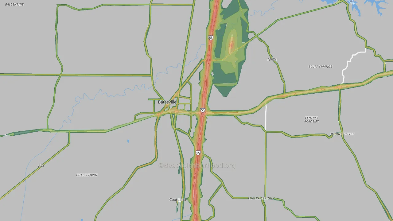 38606, MS Map of Noise Levels in 38606