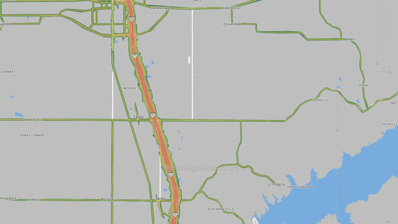 38619, MS Map of Noise Levels in 38619