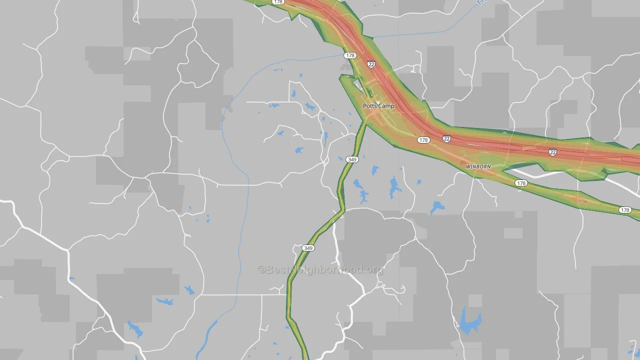 38659, MS Map of Noise Levels in 38659