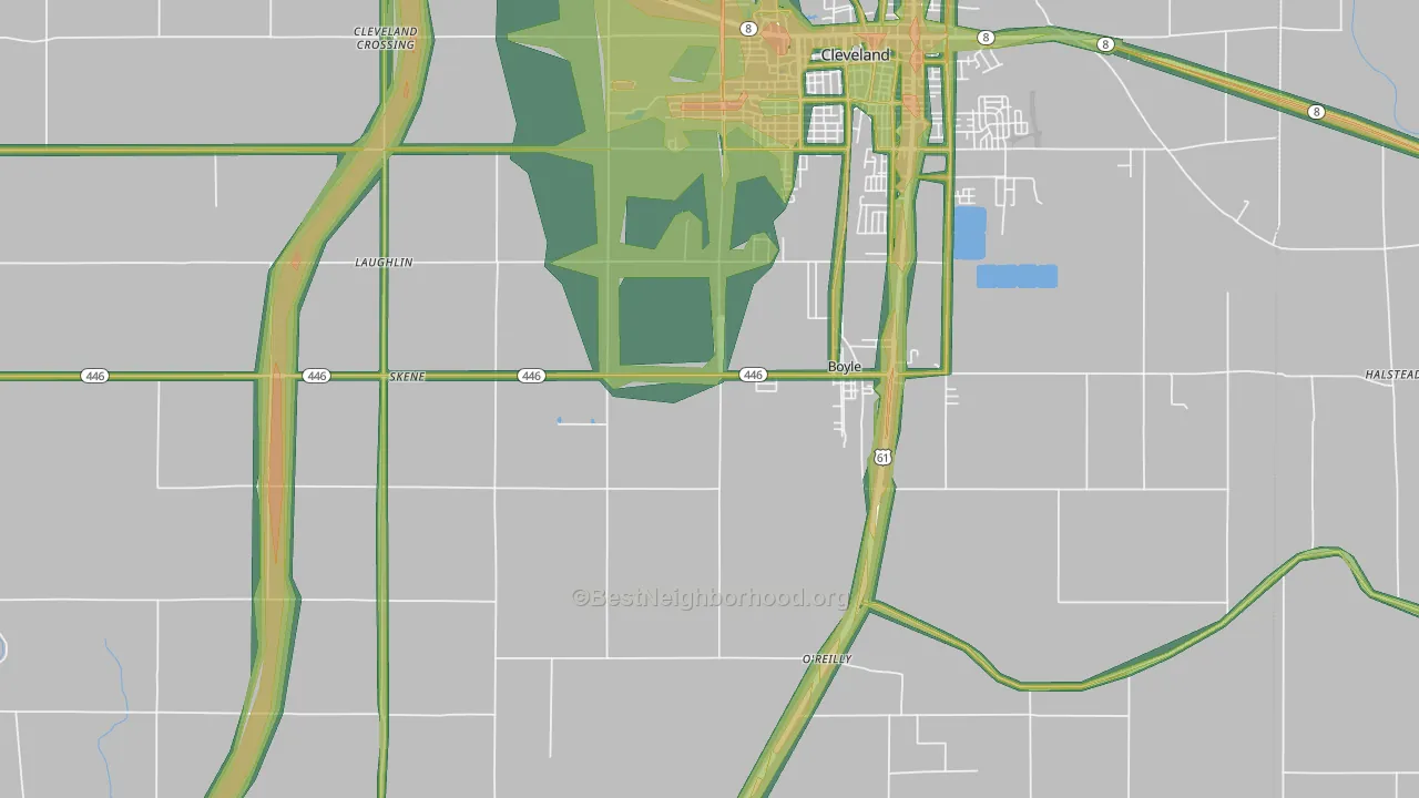 38730, MS Map of Noise Levels in 38730