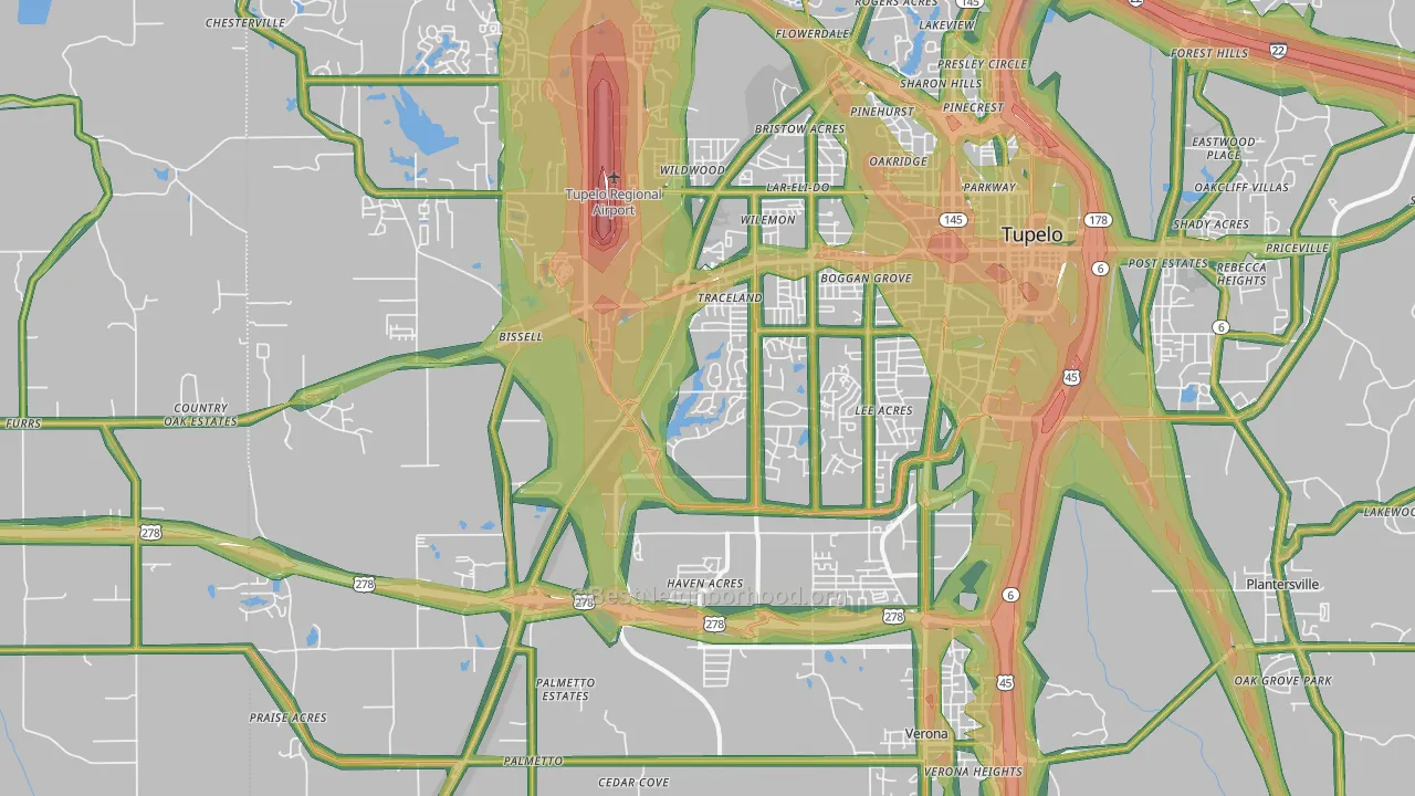 38801, MS Map of Noise Levels in 38801