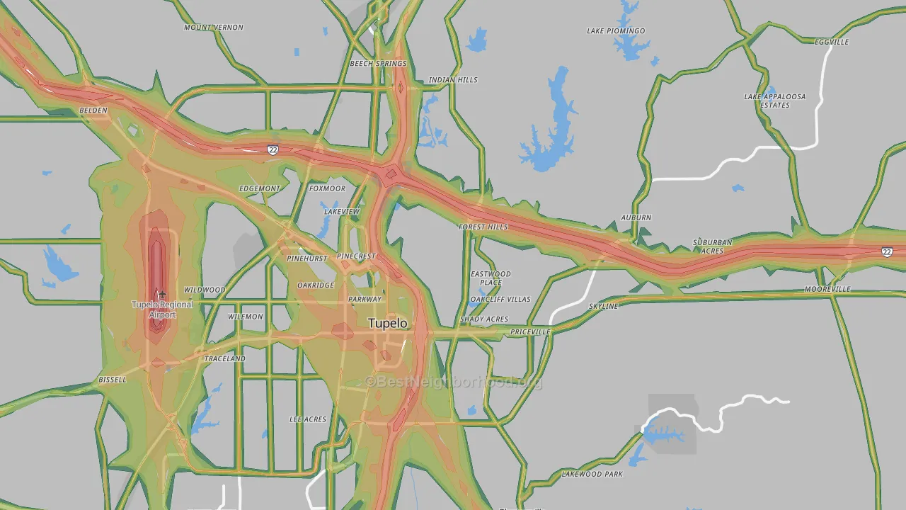 38804, MS Map of Noise Levels in 38804