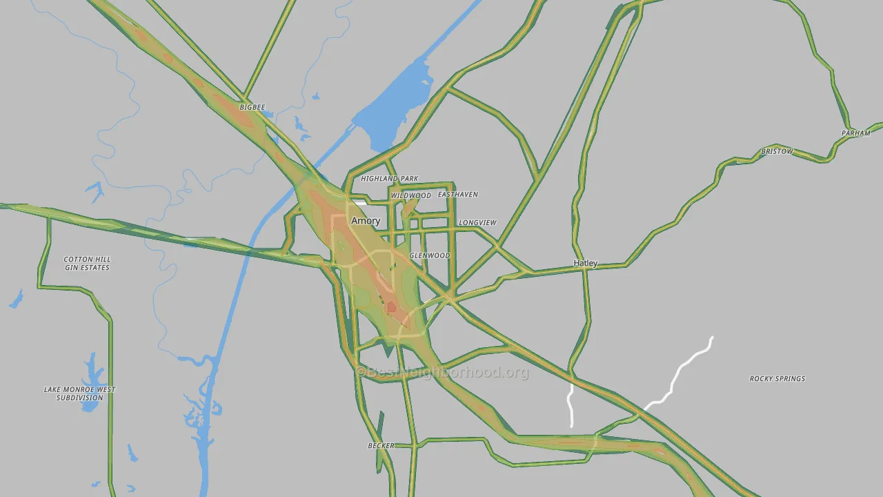 38821, MS Map of Noise Levels in 38821