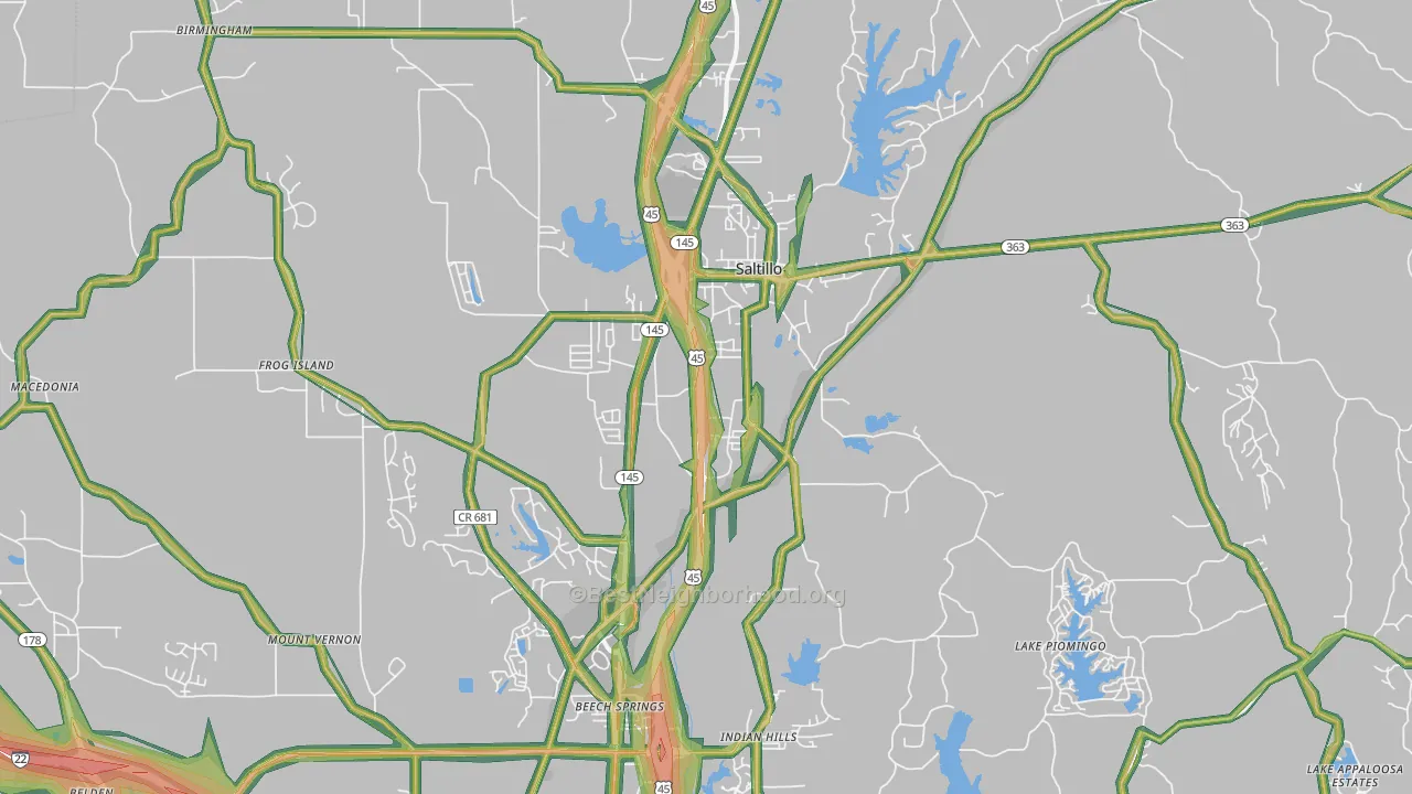 38866, MS Map of Noise Levels in 38866